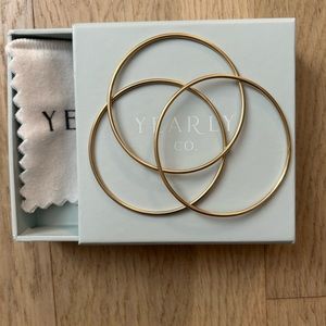 Yearly Co Set of 3 Double Weight Solid 14K Yellow Gold Bangles Size 7.75”